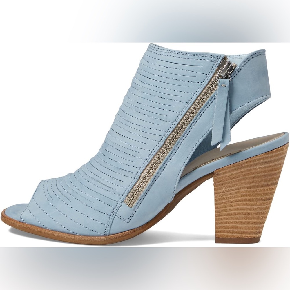 Paul Green Cayenne Peep Toe Booties Size 9 Light Blue Leather Comfort Preppy GUC